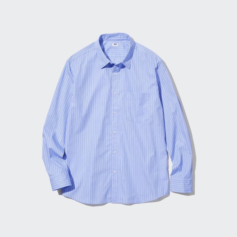 Uniqlo Extra Fine Cotton Broadcloth Striped Long-sleeve Overhemd Heren Blauw | 5781818