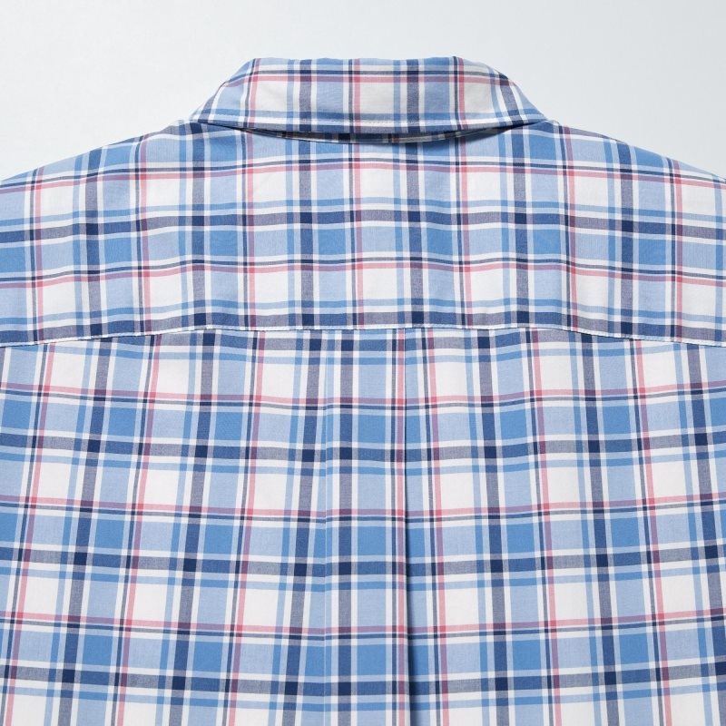 Uniqlo Extra Fine Cotton Short-sleeve Overhemd Heren Blauw | 3348188
