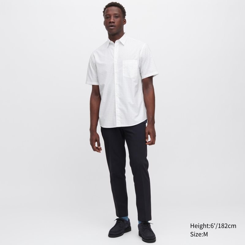 Uniqlo Extra Fine Cotton Short-sleeve Overhemd Heren Wit | 723622