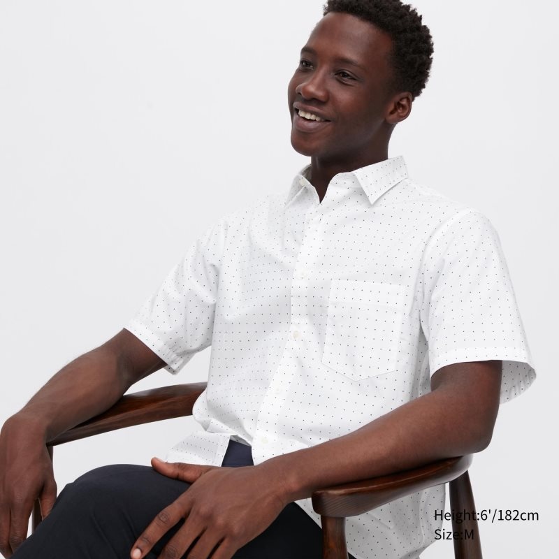 Uniqlo Extra Fine Cotton Short-sleeve Overhemd Heren Wit | 723622