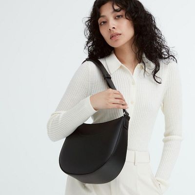 Uniqlo Faux-Leather One Handle Crossbodytassen Dames Zwart | 5530190