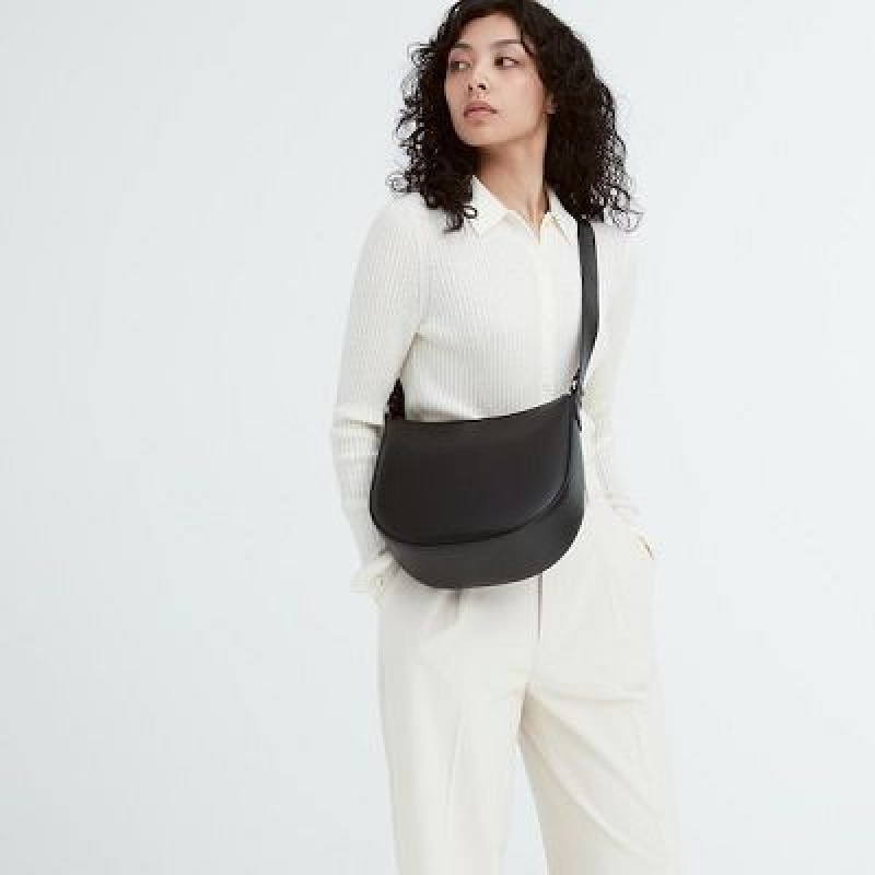 Uniqlo Faux-Leather One Handle Crossbodytassen Dames Zwart | 5530190