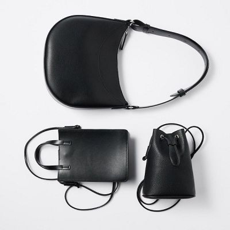 Uniqlo Faux-Leather One Handle Crossbodytassen Dames Zwart | 5530190