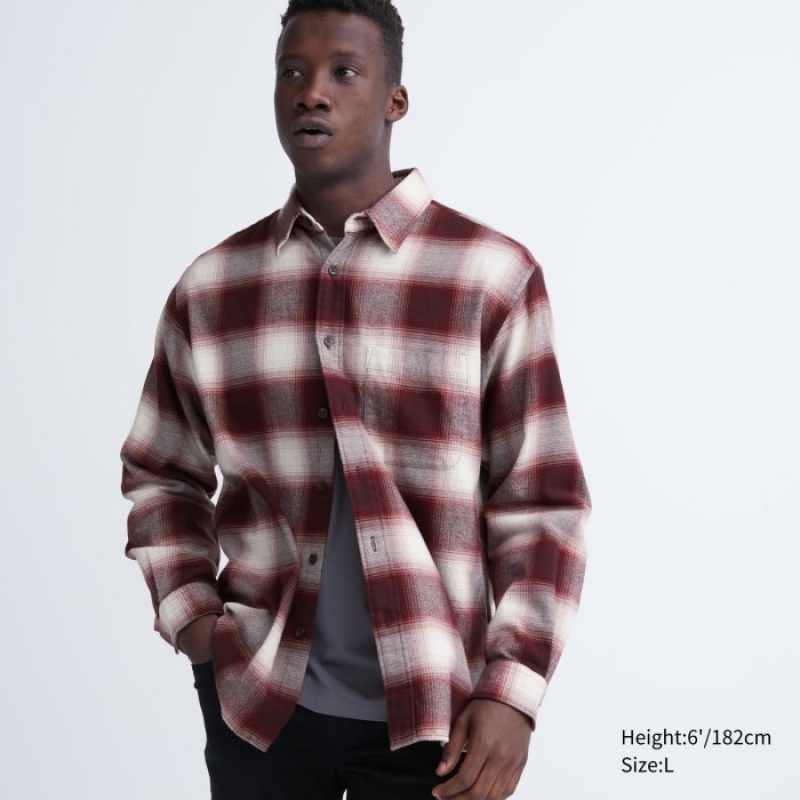 Uniqlo Flannel Checked Casual Overhemd Dames Rood | 6173963