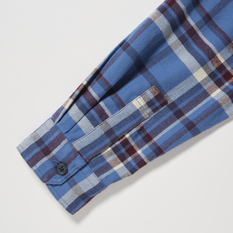 Uniqlo Flannel Checked Long-sleeve Overhemd Heren Blauw | 4508868