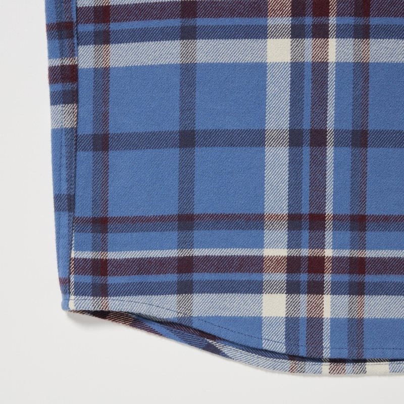 Uniqlo Flannel Checked Long-sleeve Overhemd Heren Blauw | 4508868