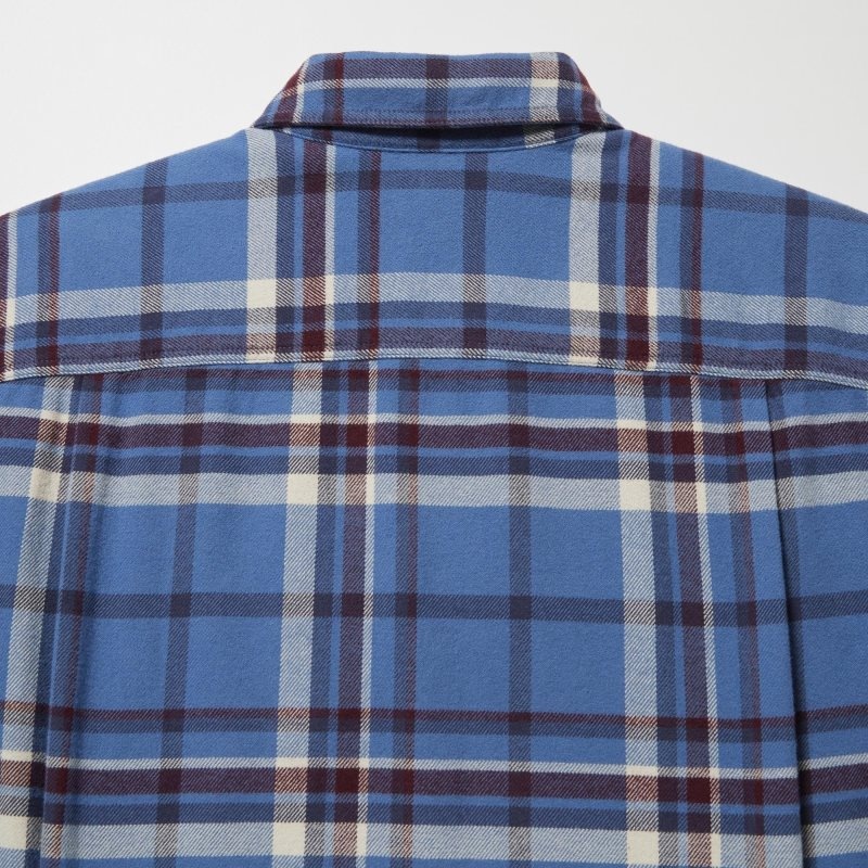Uniqlo Flannel Checked Long-sleeve Overhemd Heren Blauw | 4508868