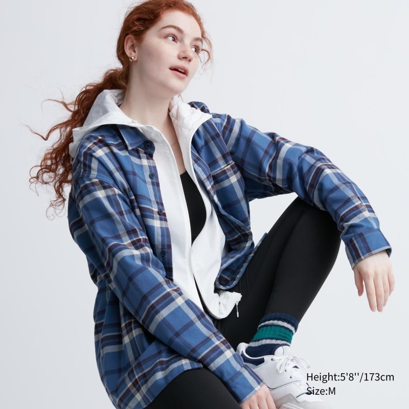 Uniqlo Flannel Checked Long-sleeve Overhemd Heren Blauw | 4508868