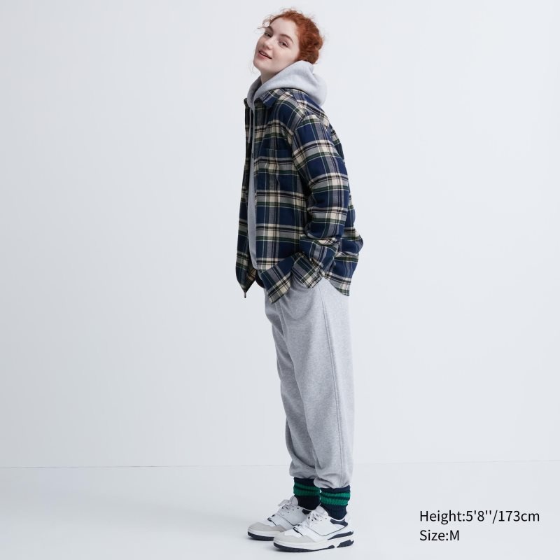 Uniqlo Flannel Checked Long-sleeve Overhemd Heren Blauw | 6480048