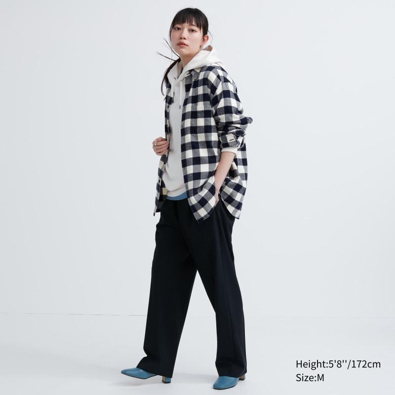 Uniqlo Flannel Checked Long-sleeve Overhemd Heren Wit | 9348687