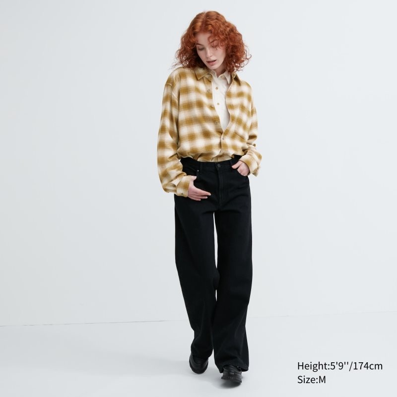 Uniqlo Flannel Checked Long-sleeve Overhemd Heren Geel | 3521703