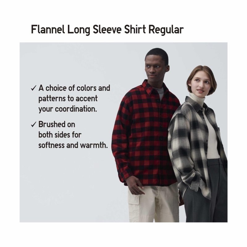 Uniqlo Flannel Checked Long-sleeve Overhemd Heren Zwart | 7932809