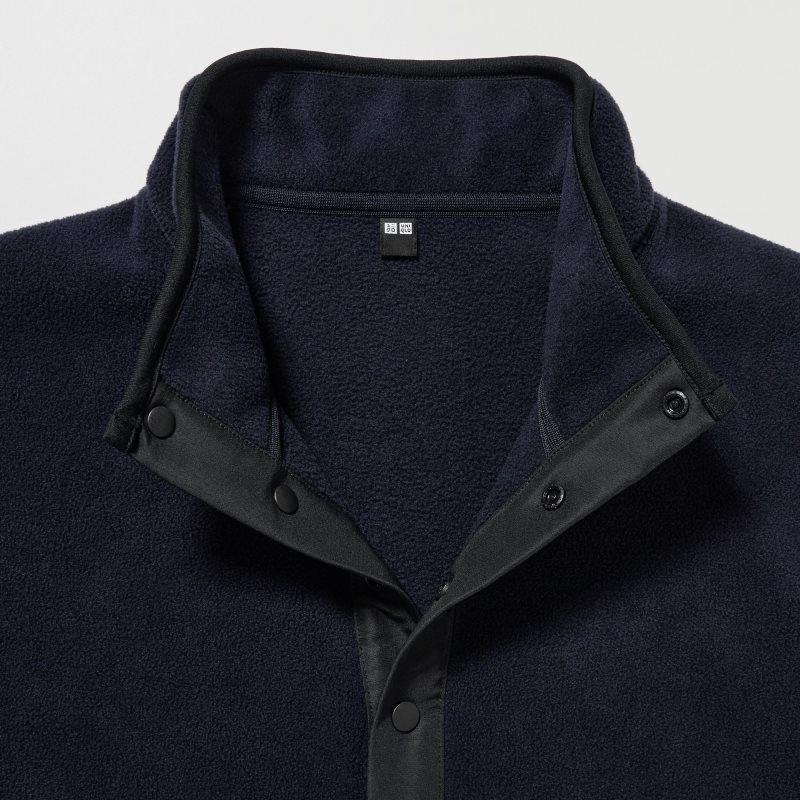 Uniqlo Fleece Button Up Long Sleeve Pullover Hoodie Heren Zwart | 9539712