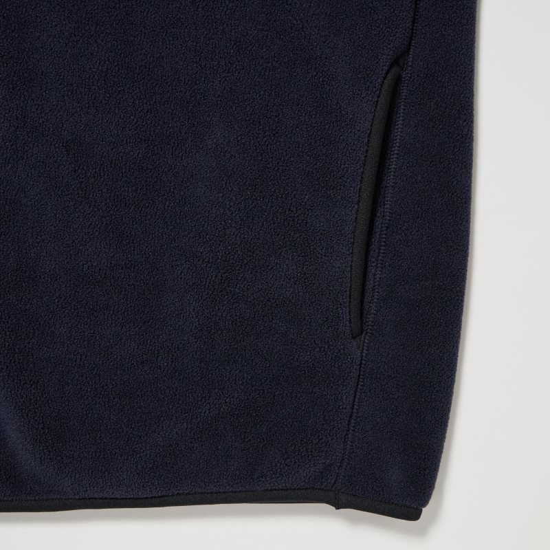 Uniqlo Fleece Button Up Long Sleeve Pullover Hoodie Heren Zwart | 9539712