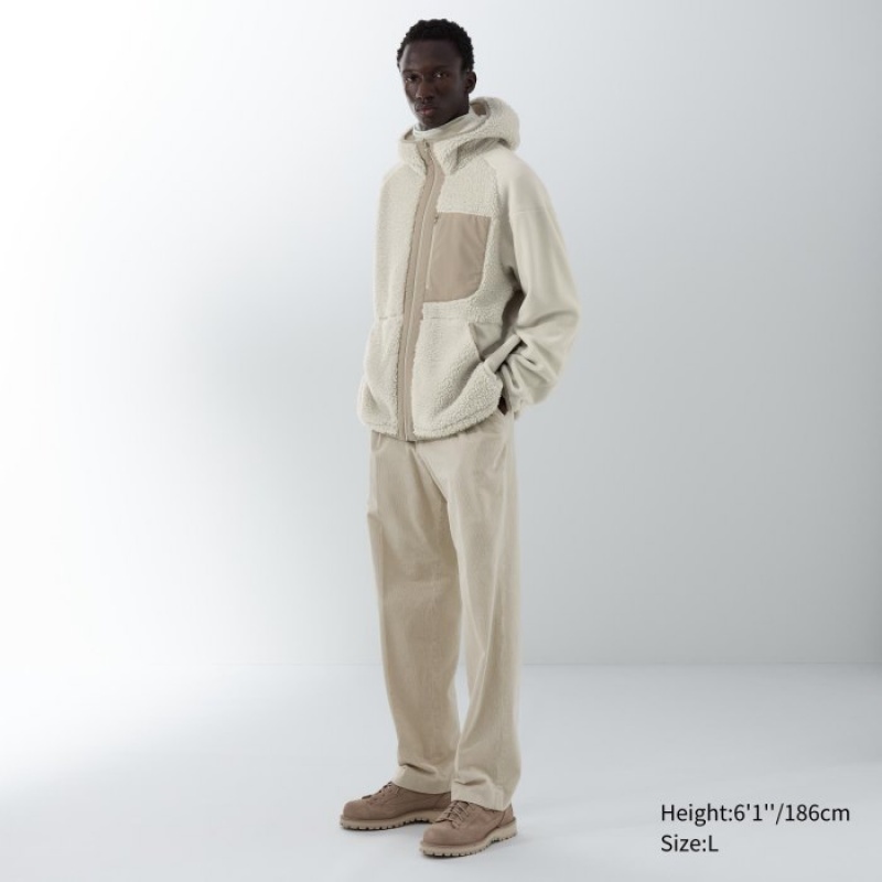 Uniqlo Fleece Full-Zip Long-Sleeve Hoodie Dames Wit | 3584652