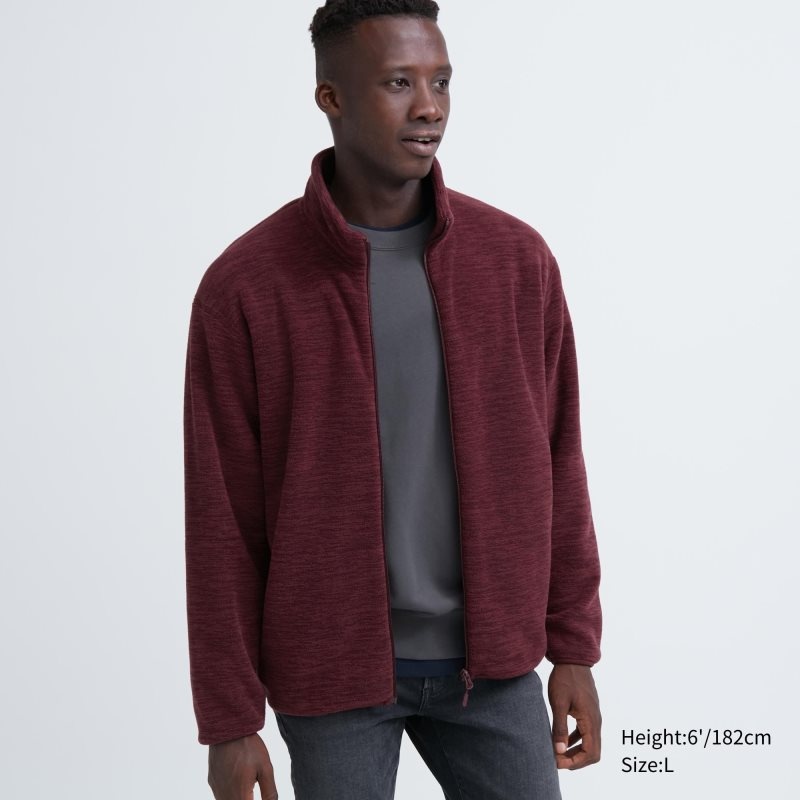 Uniqlo Fleece Full-zip Long Sleeve Jassen Heren Rood | 354408
