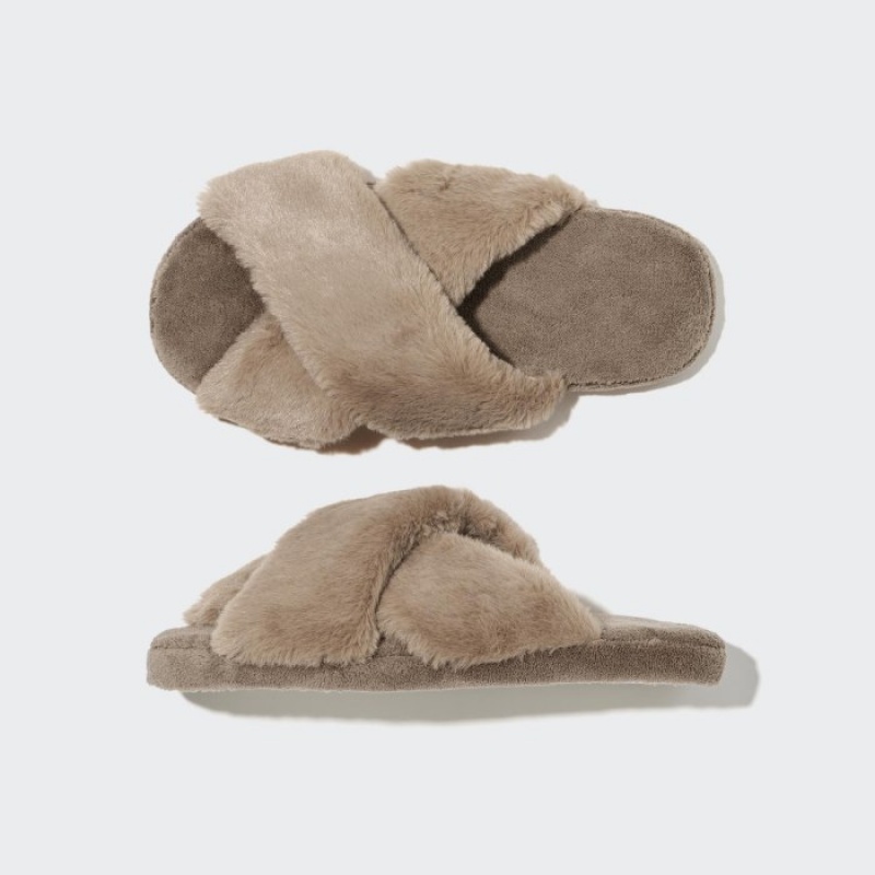 Uniqlo Fleece Room Pantoffels Dames Bruin | 8442645