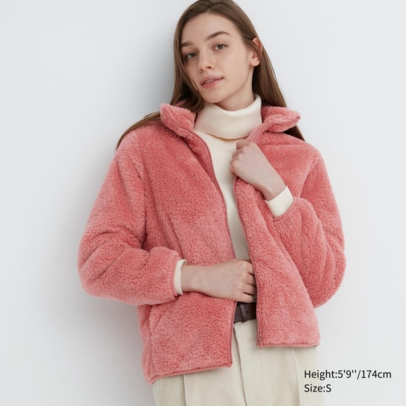 Uniqlo Fluffy Yarn Fleece Full-Zip Jassen Dames Roze | 1388258