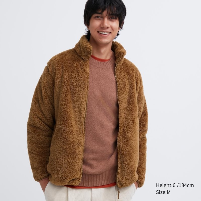 Uniqlo Fluffy Yarn Fleece Full-Zip Jassen Heren Bruin | 6982578