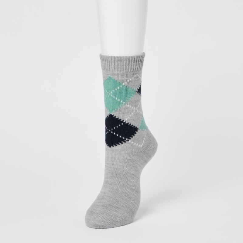 Uniqlo HEATTECH Argyle Sokken Dames Grijs | 9379446