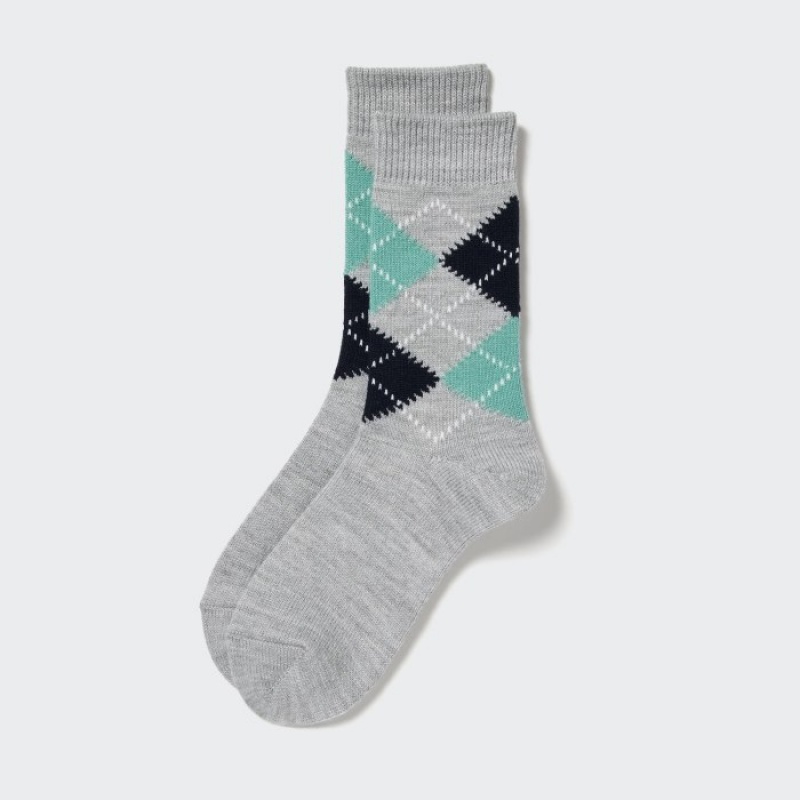 Uniqlo HEATTECH Argyle Sokken Dames Grijs | 9379446
