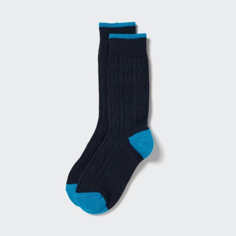 Uniqlo HEATTECH Cable Sokken Dames Donkerblauw | 1382704