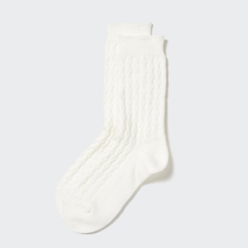 Uniqlo HEATTECH Cable Sokken Dames Wit | 3026633