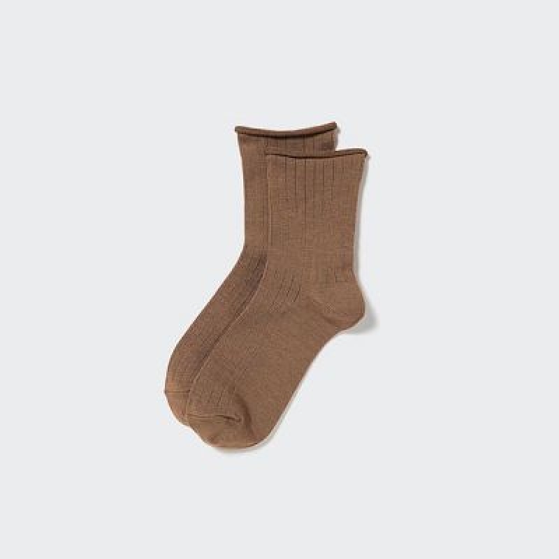 Uniqlo HEATTECH Crew Sokken Dames Bruin | 4531343