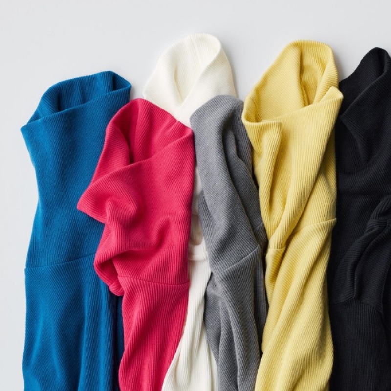 Uniqlo HEATTECH Extra Warm Seamless Ribbed Turtleneck Long-Sleeve T-shirts Dames Roze | 2265649