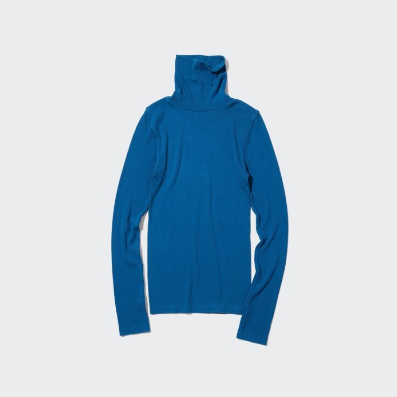 Uniqlo HEATTECH Extra Warm Seamless Ribbed Turtleneck Long-Sleeve T-shirts Dames Roze | 2265649