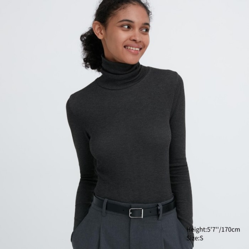 Uniqlo HEATTECH Extra Warm Seamless Turtleneck T-shirts Dames Grijs | 1464873