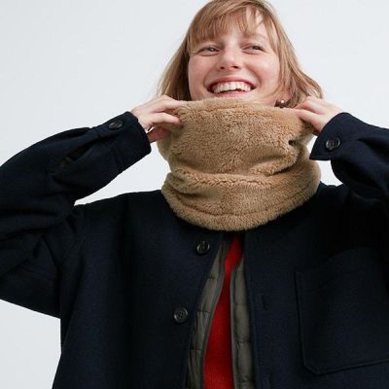 Uniqlo HEATTECH Fluffy Yarn Nek Warmer Dames Beige | 9111617