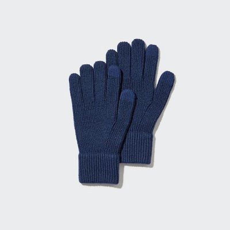 Uniqlo HEATTECH Knitted Handschoenen Dames Blauw | 4056795