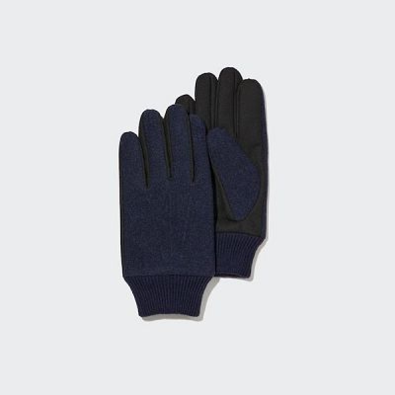 Uniqlo HEATTECH Lined Faux Wool Handschoenen Dames Donkerblauw | 4359168