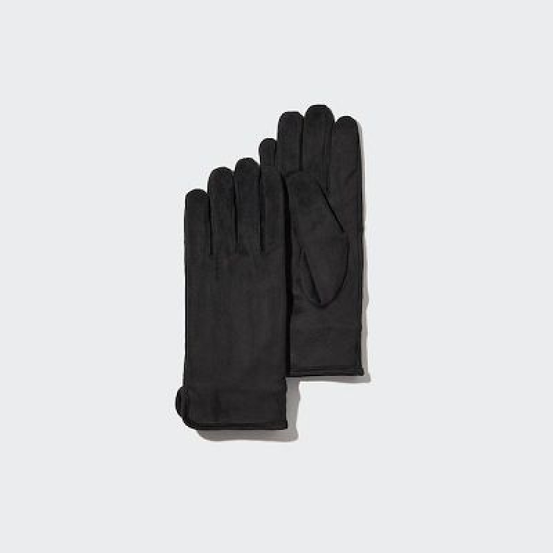 Uniqlo HEATTECH Lining Faux Suede Handschoenen Dames Zwart | 9993451