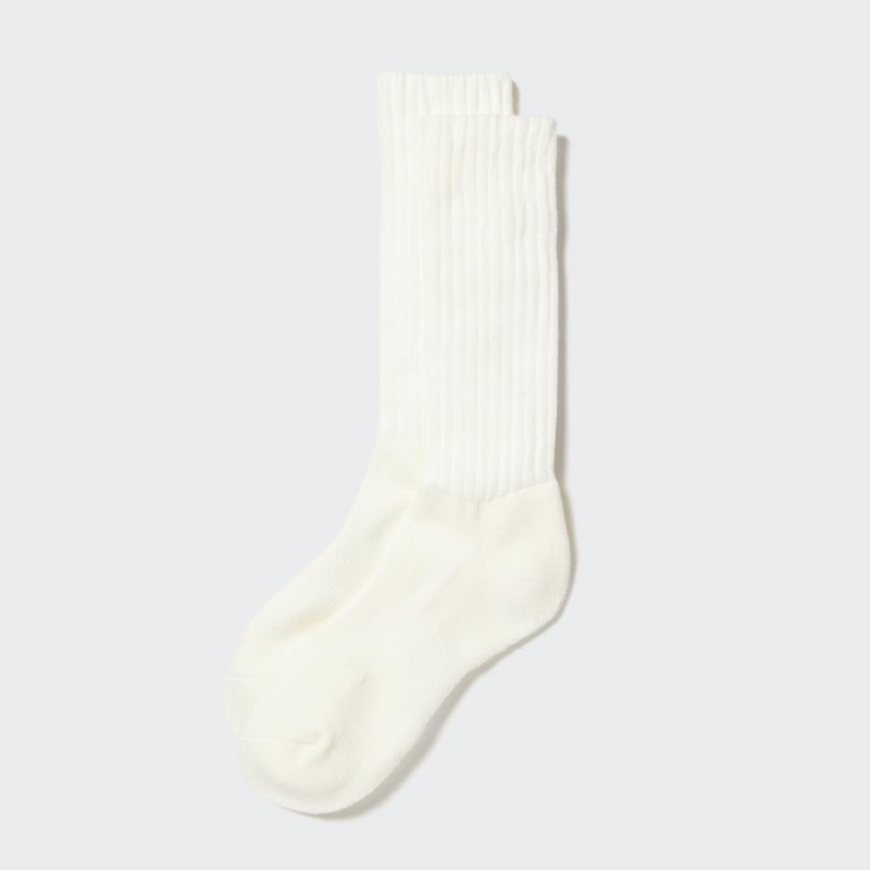 Uniqlo HEATTECH Ribbed Pile-Lined Sokken Dames Wit | 5699602