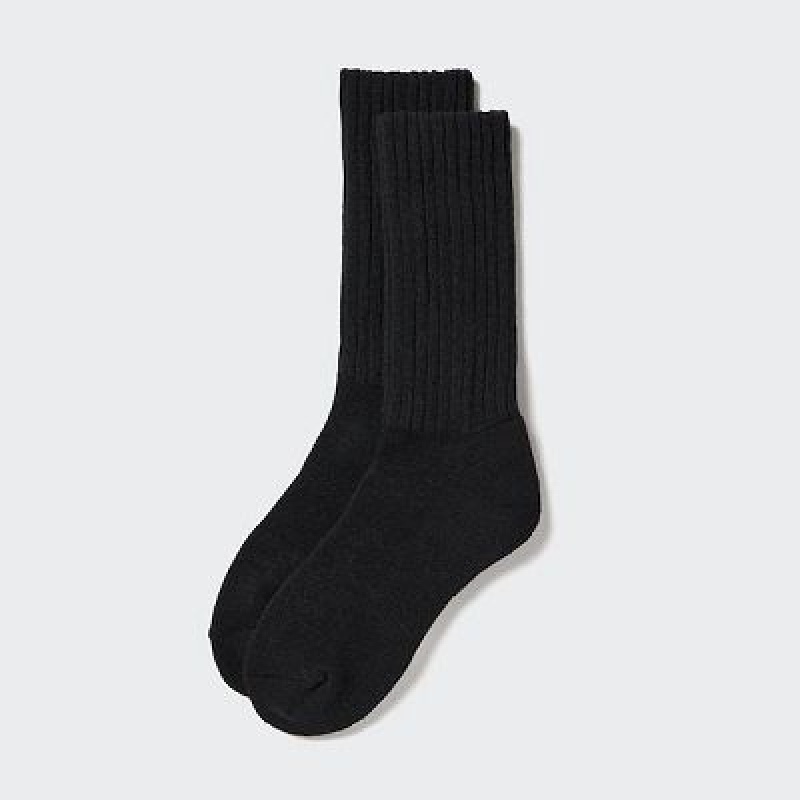 Uniqlo HEATTECH Ribbed Pile Sokken Dames Zwart | 5390011