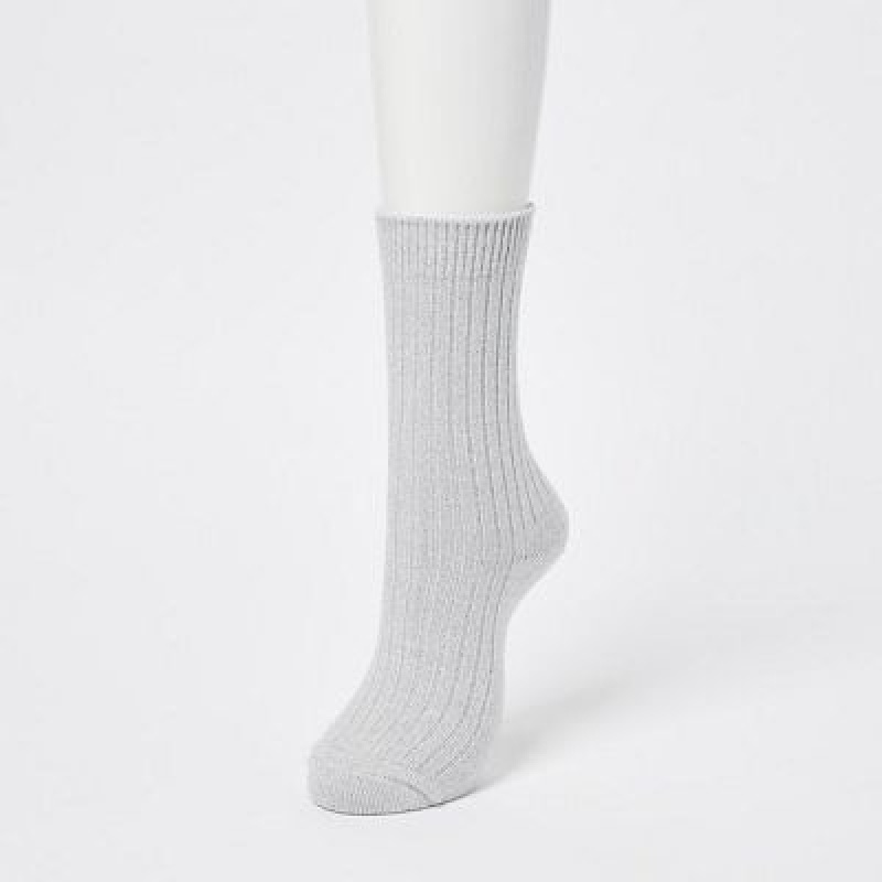 Uniqlo HEATTECH Ribbed Sokken Dames Grijs | 7482231
