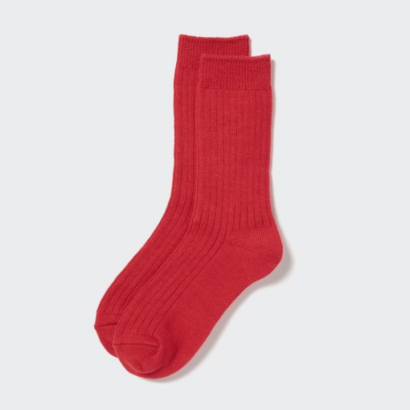 Uniqlo HEATTECH Ribbed Sokken Dames Rood | 7092732