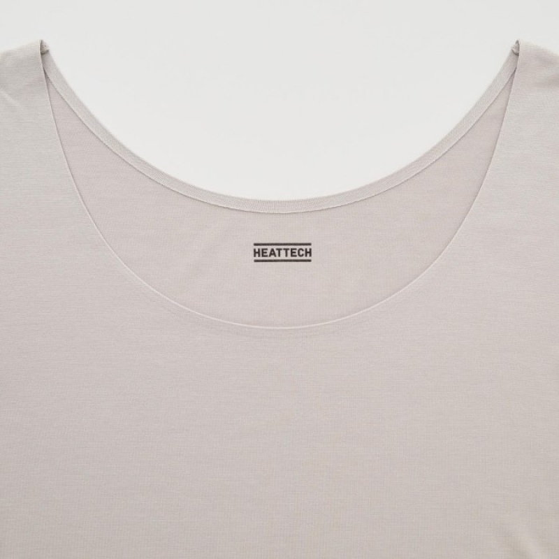 Uniqlo HEATTECH Scoop Neck Long-Sleeve T-shirts Dames Roze | 7909610