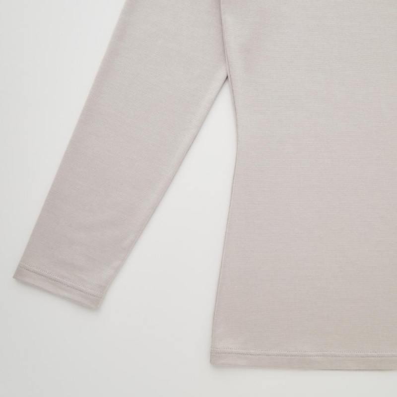 Uniqlo HEATTECH Scoop Neck Long-Sleeve T-shirts Dames Roze | 7909610