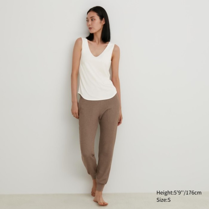 Uniqlo HEATTECH Sleeveless Silk Blend Tanktop Dames Wit | 7528880