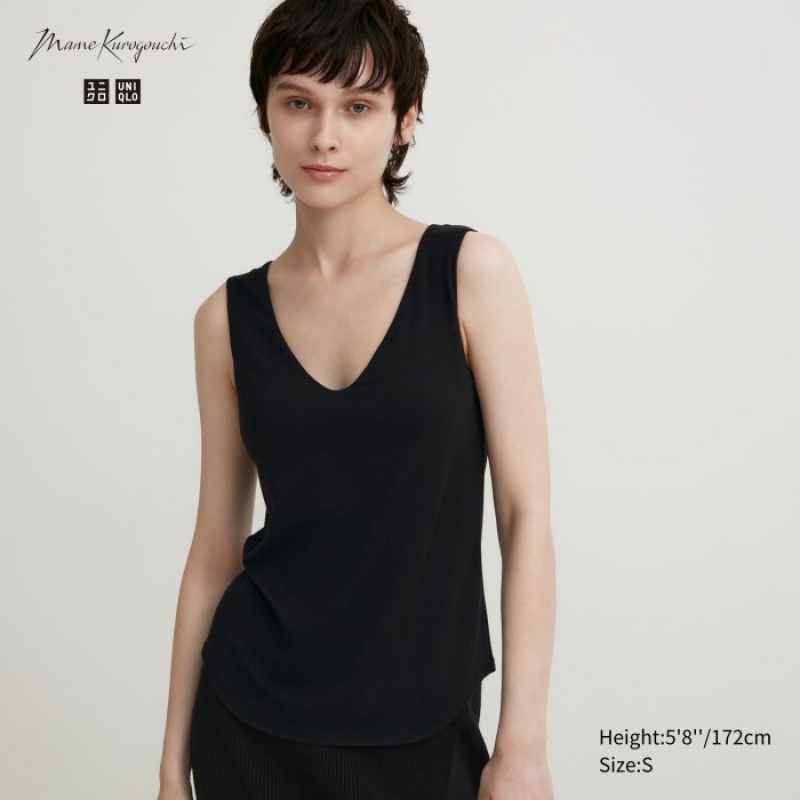 Uniqlo HEATTECH Sleeveless Silk Blend Tanktop Dames Zwart | 8458977