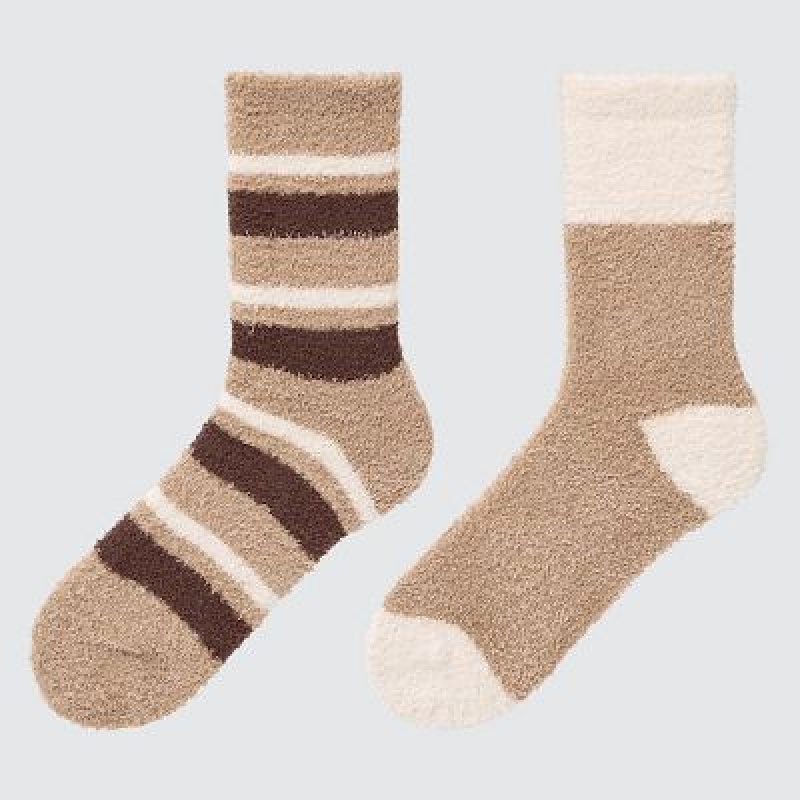 Uniqlo HEATTECH Soft Fluffy Sokken Dames Beige | 3742841