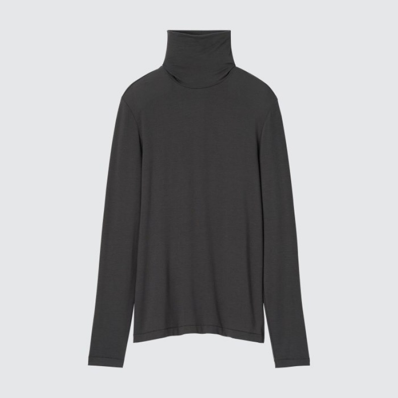 Uniqlo HEATTECH Ultra Light Turtleneck Long-Sleeve T-shirts Dames Paars | 3923336