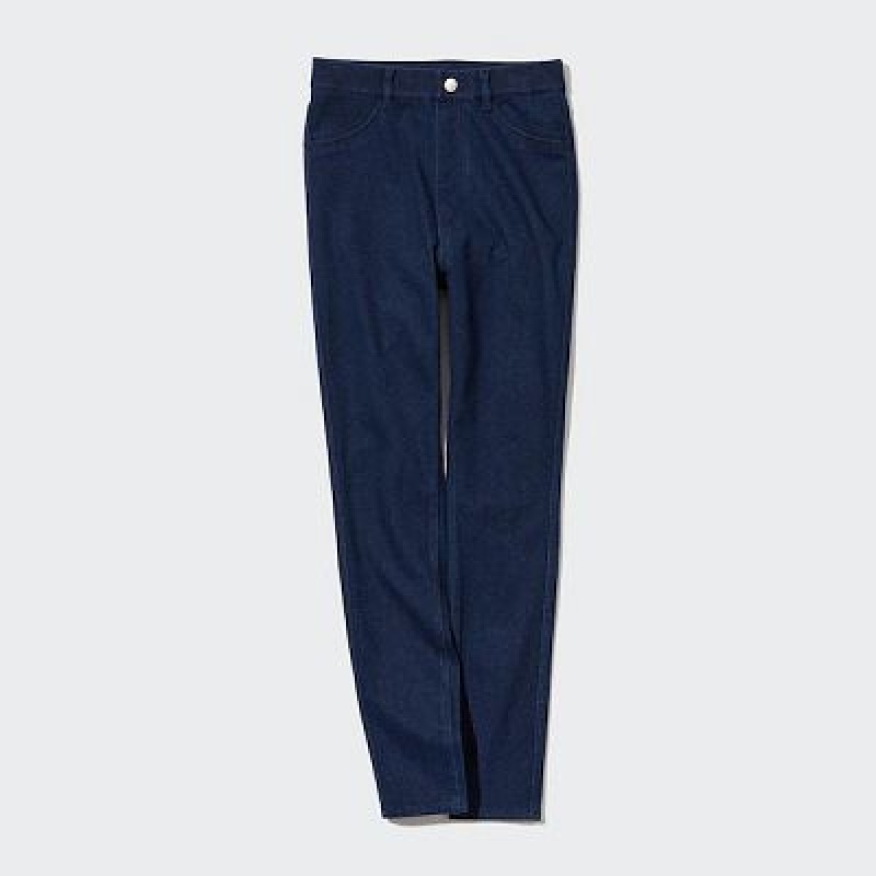 Uniqlo HEATTECH Ultra Stretch High-Rise Denim Broek Dames Blauw | 5599351
