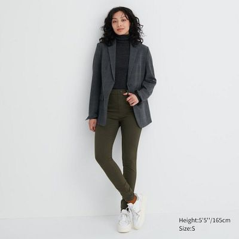 Uniqlo HEATTECH Ultra Stretch High-Rise Leggings Dames Olijfgroen | 2831369