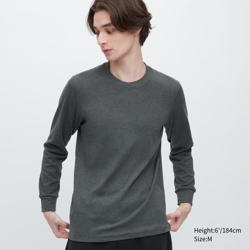 Uniqlo HEATTECH Ultra Warm Crew Neck Long-Sleeve T-shirts Heren Grijs | 9881483