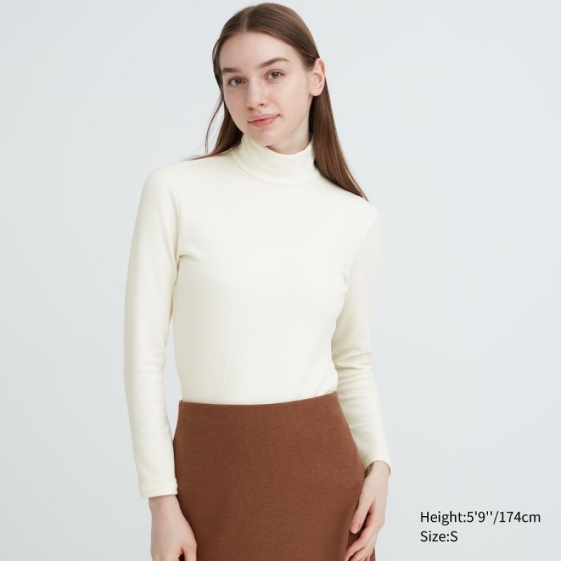 Uniqlo HEATTECH Ultra Warm High Neck T-shirts Dames Wit | 7146598