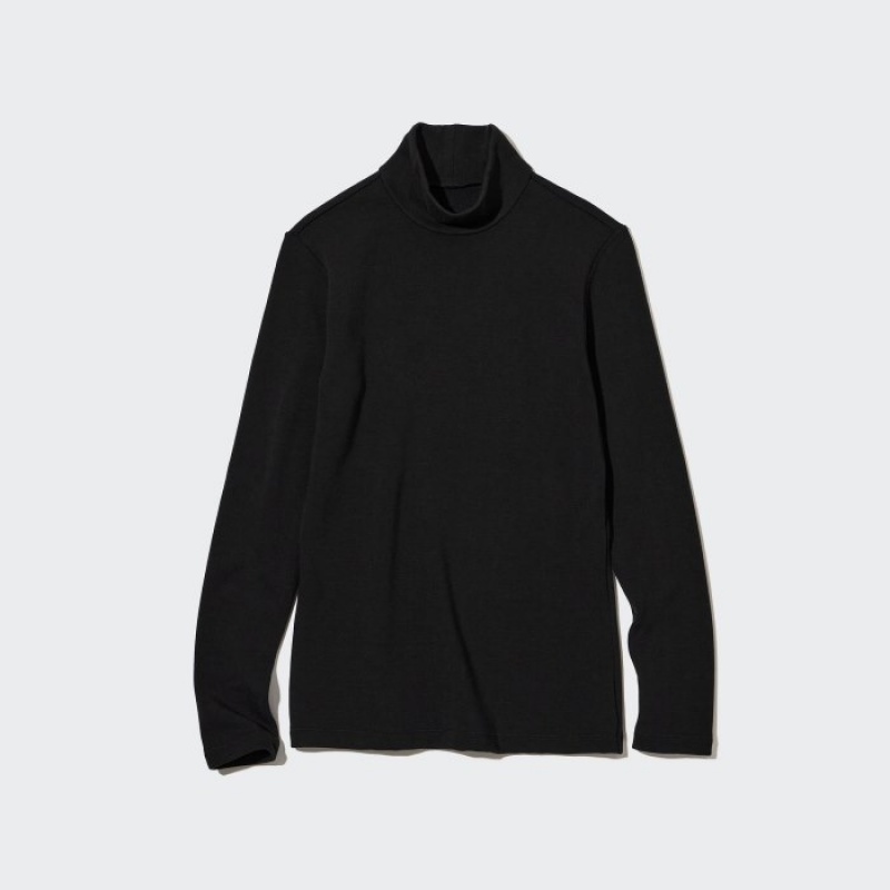 Uniqlo HEATTECH Ultra Warm High Neck T-shirts Dames Zwart | 1713309